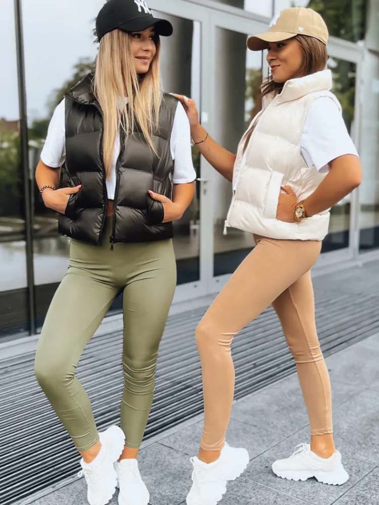 Spodnie Damskie>Dstreet Prążkowane legginsy damskie LOOK AT ME zielone UY1572