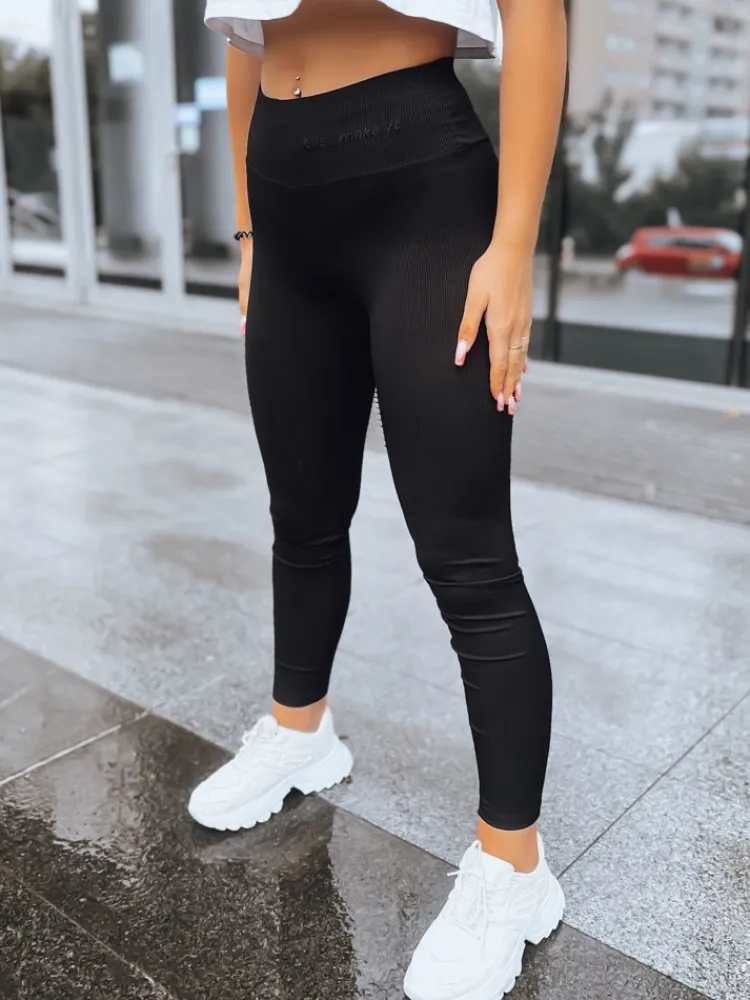 Spodnie Damskie>Dstreet Prążkowane legginsy damskie JUST czarne UY1585