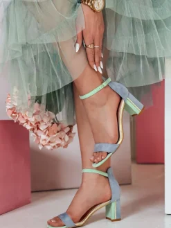 Sandały>Dstreet Sandałki damskie na słupku SOFHEELS niebieskie ZY0794