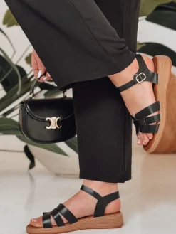 Sandały>Dstreet Sandały damskie na niskim koturnie SANTORIA czarne ZY0835