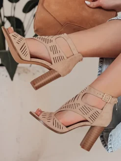 Sandały>Dstreet Sandały damskie na słupku ELENORA khaki ZY0807