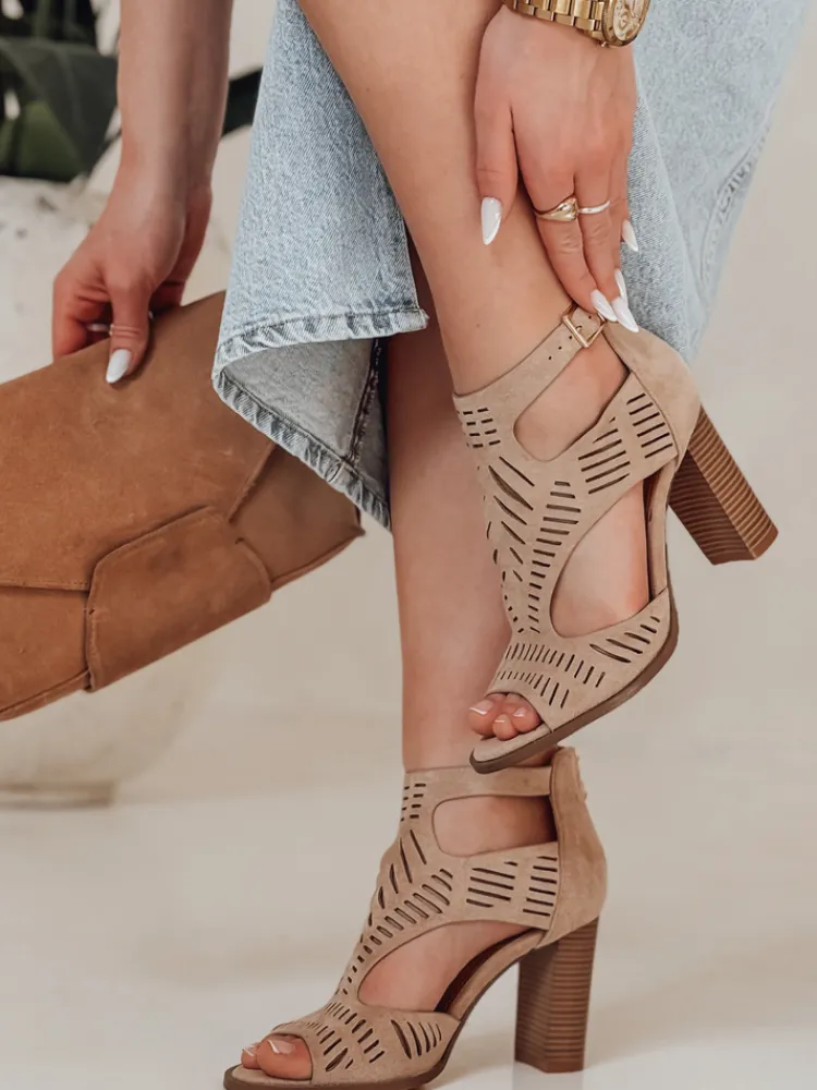 Sandały>Dstreet Sandały damskie na słupku ELENORA khaki ZY0807