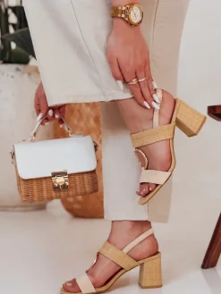 Sandały>Dstreet Sandały damskie na słupku ROMELLA beżowe ZY0753