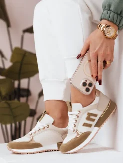 Buty Sportowe|Sneakersy>Dstreet Sneakersy damskie LENSI khaki ZY0037