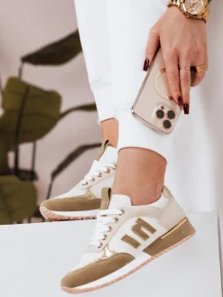 Buty Sportowe|Sneakersy>Dstreet Sneakersy damskie LENSI khaki ZY0037
