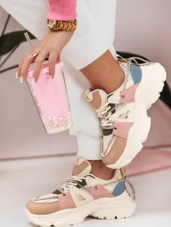 Buty Sportowe|Sneakersy>Dstreet Sneakersy damskie na grubszej podeszwie NEWMOVE beżowe ZY0590