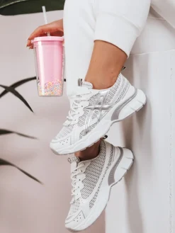 Buty Sportowe|Sneakersy>Dstreet Sneakersy damskie na grubszej podeszwie DYNAMICA srebrne ZY0595