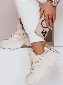 Buty Sportowe|Sneakersy>Dstreet Sneakersy damskie na grubszej podeszwie NEWMOVE beżowe ZY0589