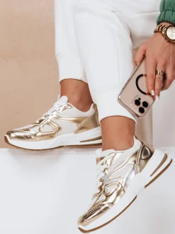Buty Sportowe|Sneakersy>Dstreet Sneakersy damskie na płaskiej podeszwie ROYALFIT złote ZY0618
