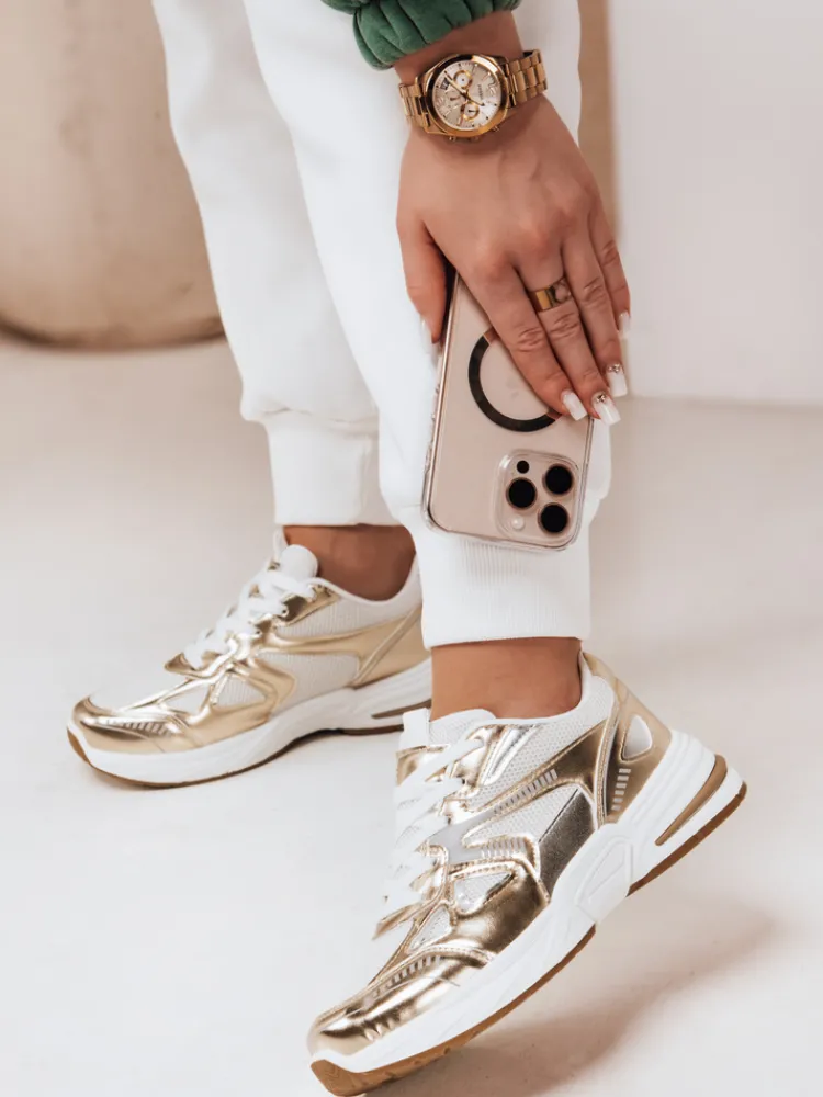 Buty Sportowe|Sneakersy>Dstreet Sneakersy damskie na płaskiej podeszwie ROYALFIT złote ZY0618
