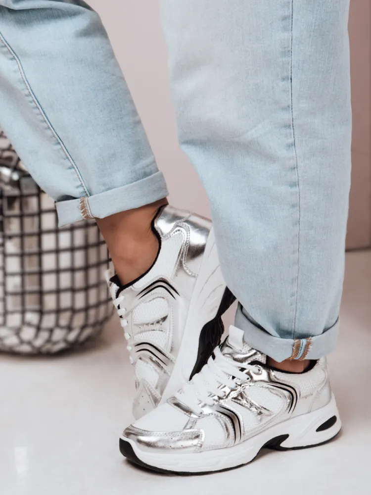 Buty Sportowe|Sneakersy>Dstreet Sneakersy damskie na płaskiej podeszwie GLISSWALK srebne ZY0616
