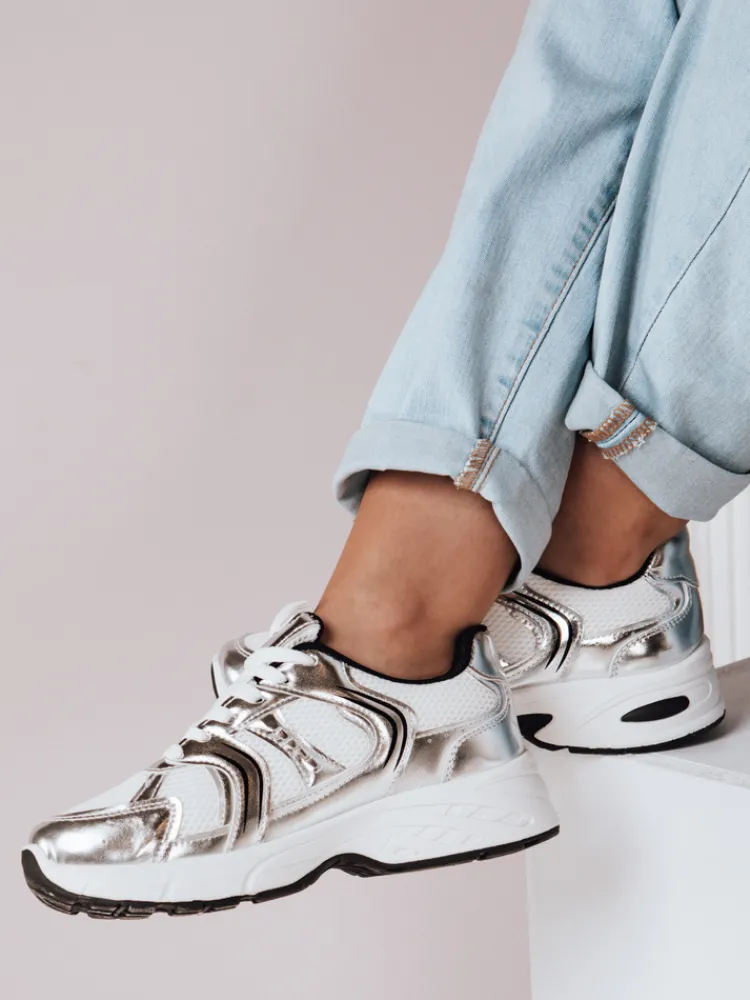 Buty Sportowe|Sneakersy>Dstreet Sneakersy damskie na płaskiej podeszwie GLISSWALK srebne ZY0616