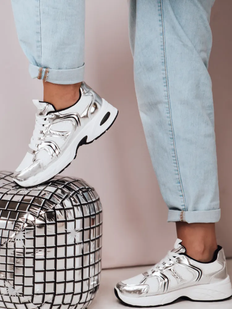Buty Sportowe|Sneakersy>Dstreet Sneakersy damskie na płaskiej podeszwie GLISSWALK srebne ZY0616