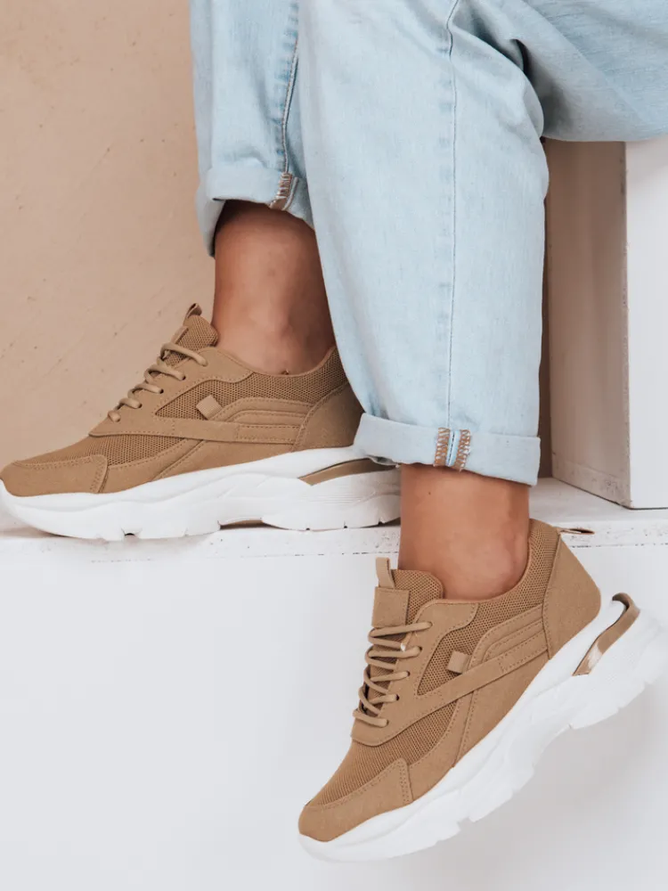 Buty Sportowe|Sneakersy>Dstreet Sneakersy damskie na platformie SPORTLITE khaki ZY0585