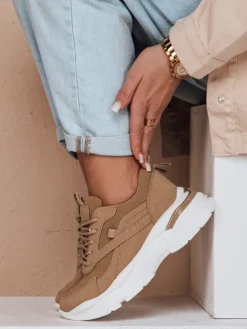 Buty Sportowe|Sneakersy>Dstreet Sneakersy damskie na platformie SPORTLITE khaki ZY0585