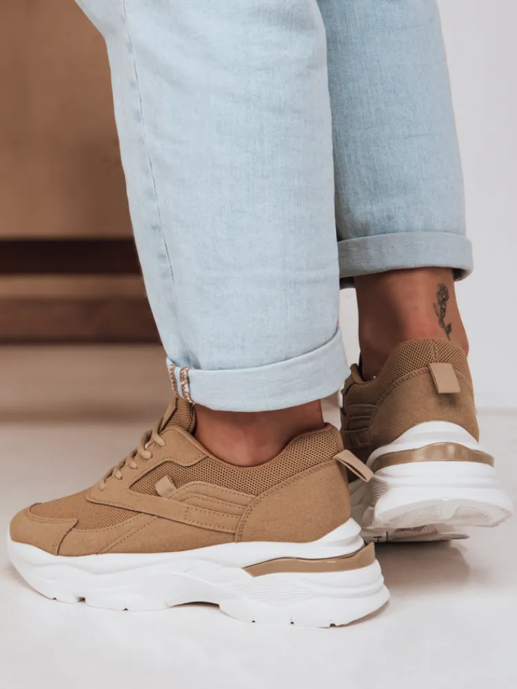 Buty Sportowe|Sneakersy>Dstreet Sneakersy damskie na platformie SPORTLITE khaki ZY0585