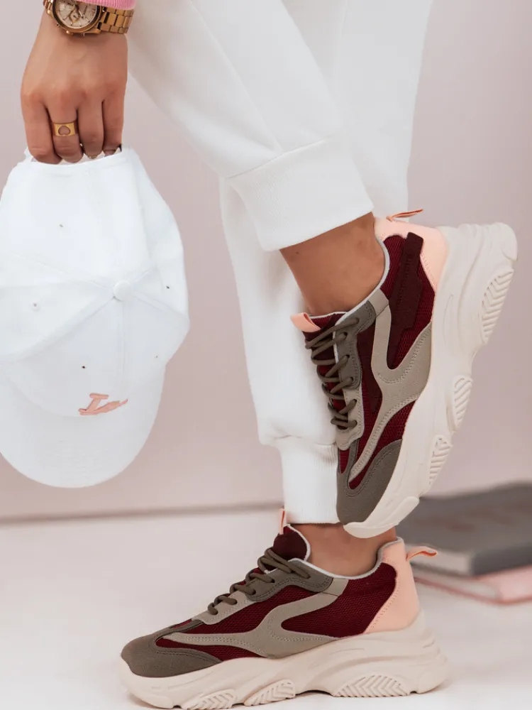 Buty Sportowe|Sneakersy>Dstreet Sneakersy damskie na platformie VISTALA bordowe ZY0592