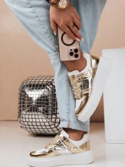 Buty Sportowe|Sneakersy>Dstreet Sneakersy damskie na platformie HYPERWAY złote ZY0621