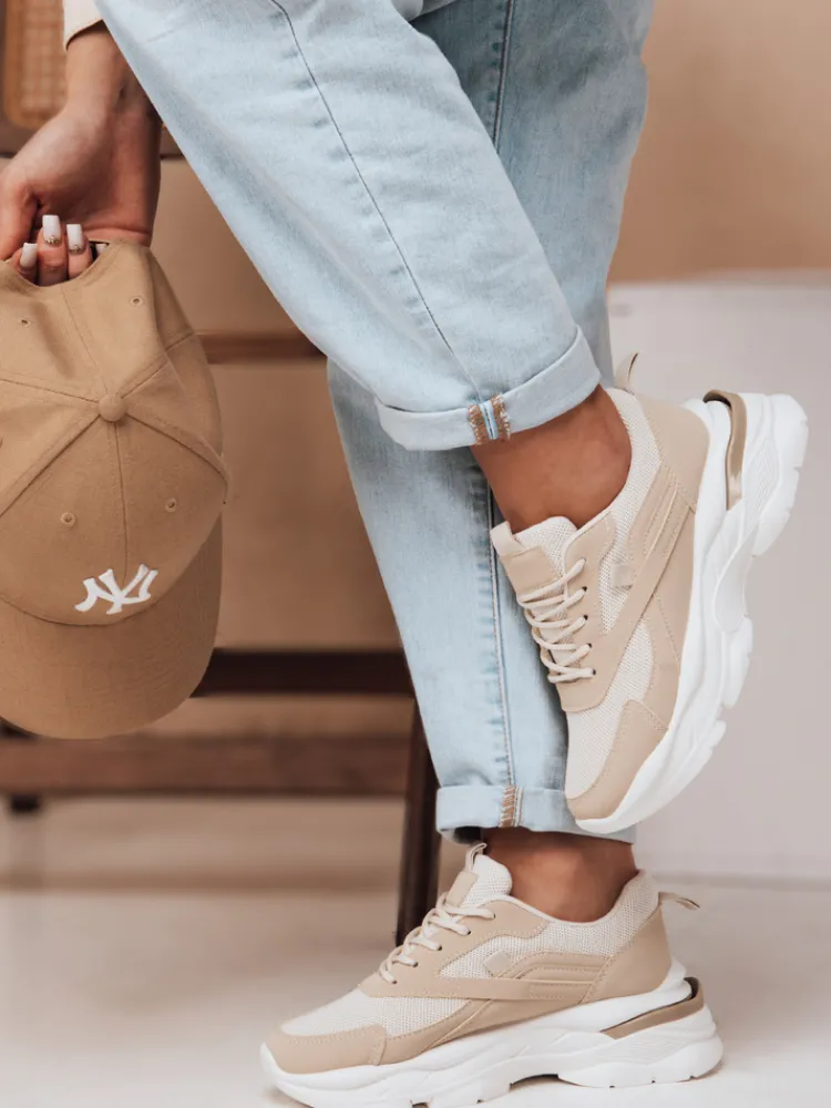 Buty Sportowe|Sneakersy>Dstreet Sneakersy damskie na platformie SPORTLITE beżowe ZY0608