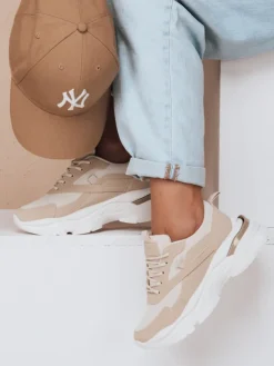 Buty Sportowe|Sneakersy>Dstreet Sneakersy damskie na platformie SPORTLITE beżowe ZY0608
