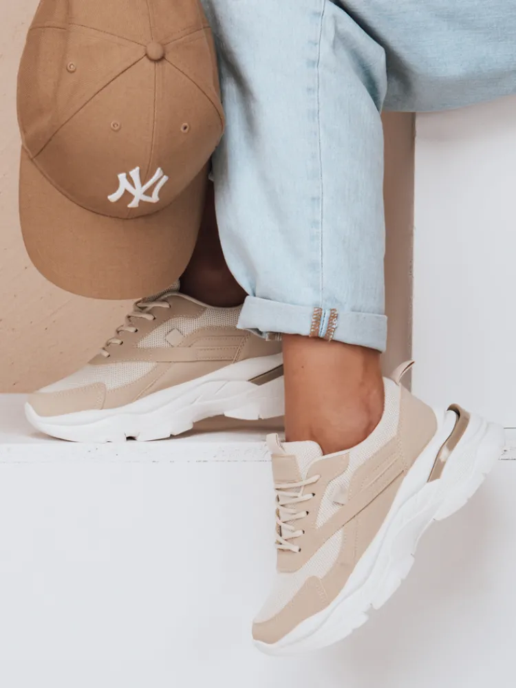 Buty Sportowe|Sneakersy>Dstreet Sneakersy damskie na platformie SPORTLITE beżowe ZY0608