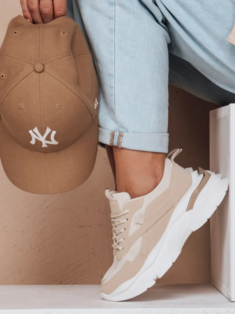 Buty Sportowe|Sneakersy>Dstreet Sneakersy damskie na platformie SPORTLITE beżowe ZY0608