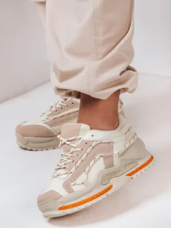 Buty Sportowe|Sneakersy>Dstreet Sneakersy damskie na platformie STREETLY beżowe ZY0596