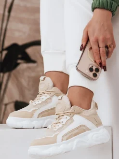 Buty Sportowe|Sneakersy>Dstreet Sneakersy damskie TIRA beżowe ZY0107