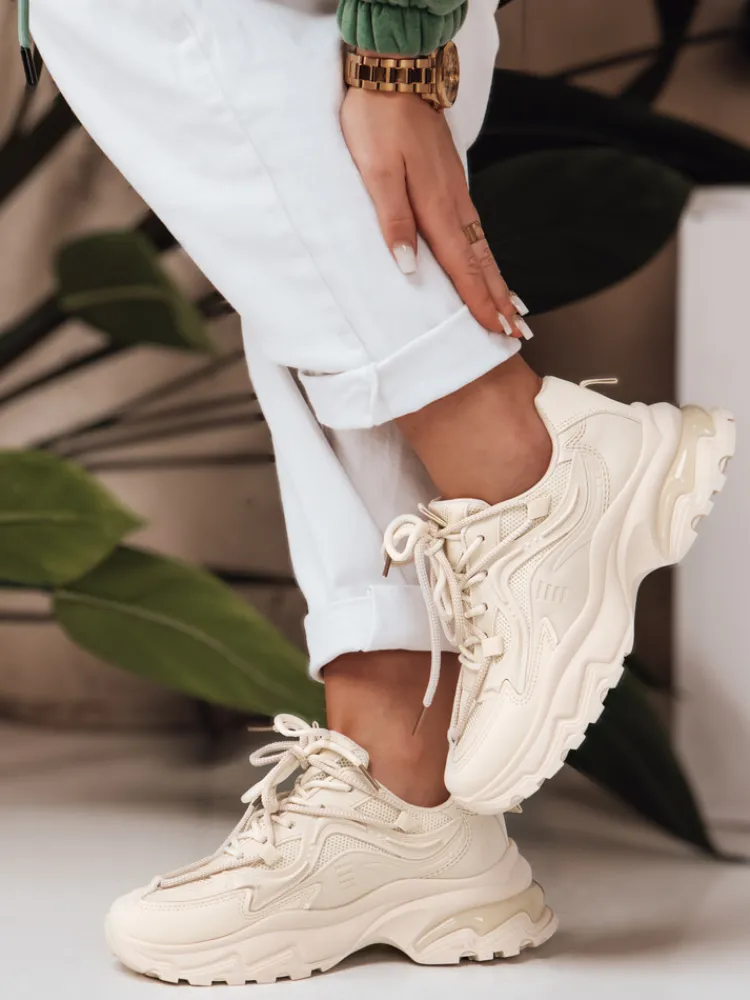 Buty Sportowe|Sneakersy>Dstreet Sneakersy damskie z grubszą podeszwą LUXTRAIL beżowe ZY0615