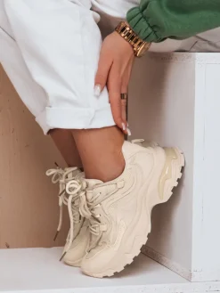 Buty Sportowe|Sneakersy>Dstreet Sneakersy damskie z grubszą podeszwą LUXTRAIL beżowe ZY0615