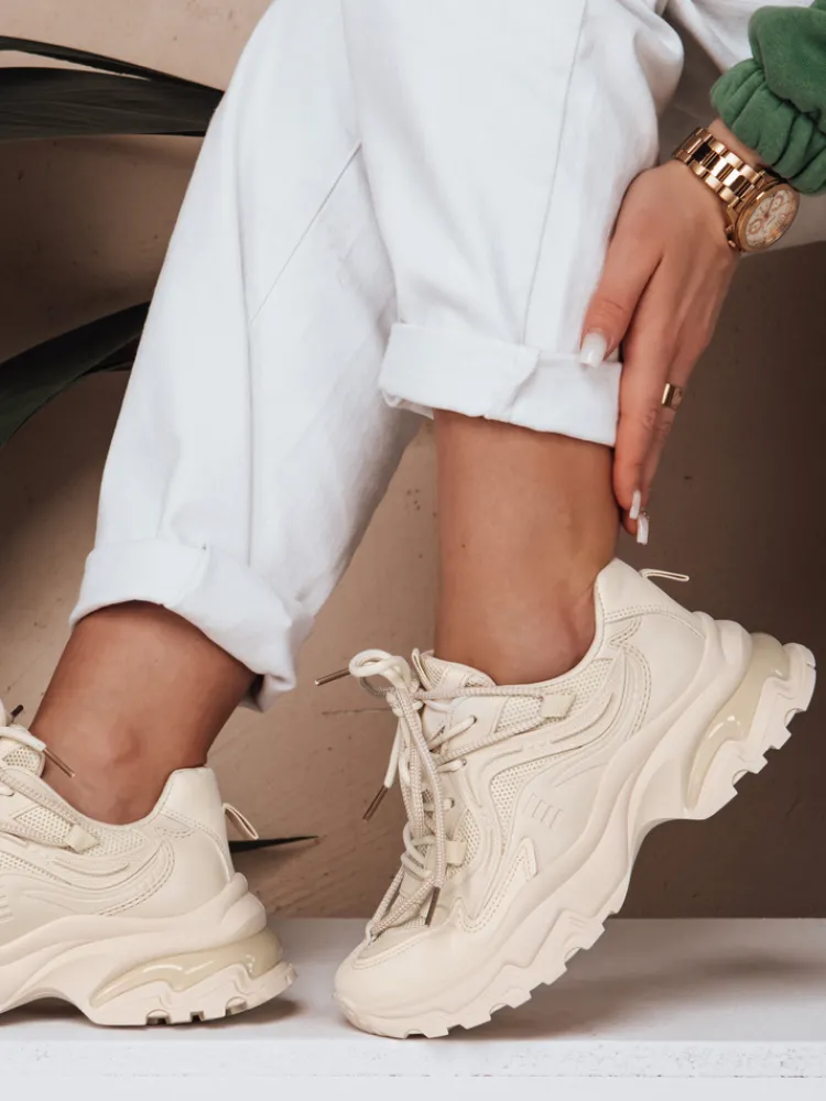 Buty Sportowe|Sneakersy>Dstreet Sneakersy damskie z grubszą podeszwą LUXTRAIL beżowe ZY0615