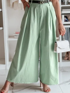 Spodnie Damskie>Dstreet Spódnico-spodnie z paskiem FLOWES FLOWES miętowy UY2594