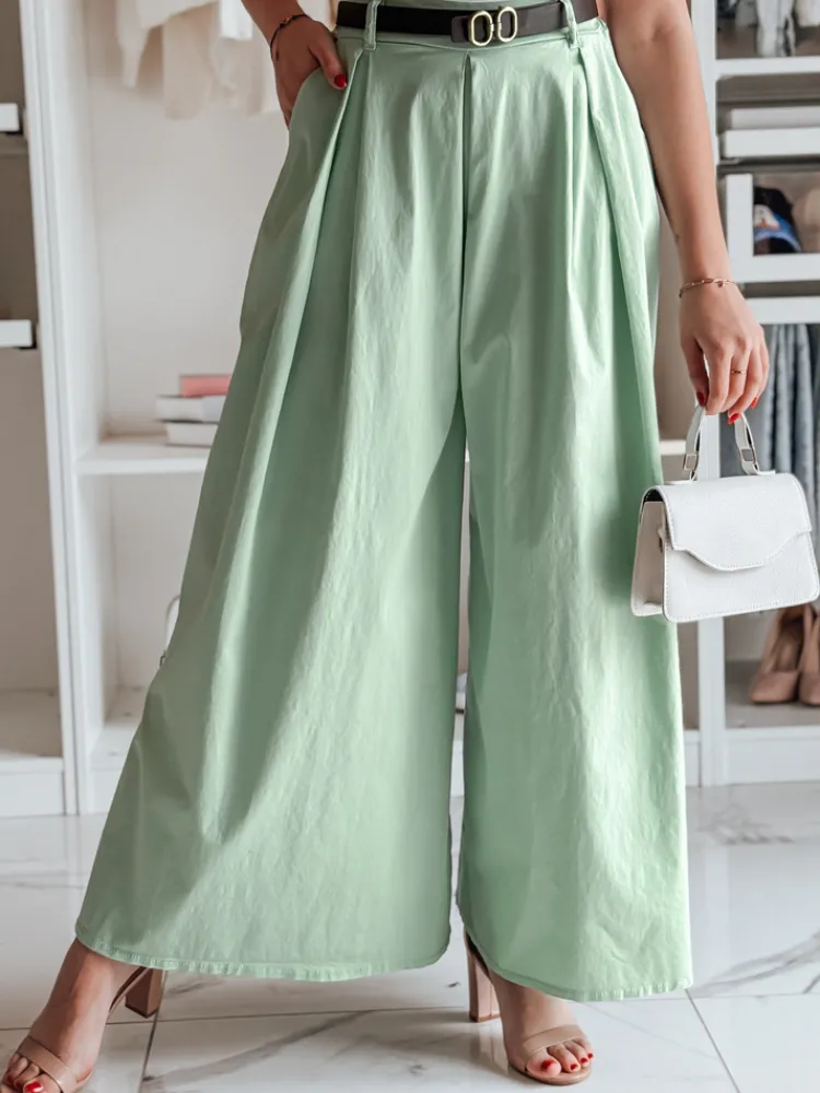 Spodnie Damskie>Dstreet Spódnico-spodnie z paskiem FLOWES FLOWES miętowy UY2594