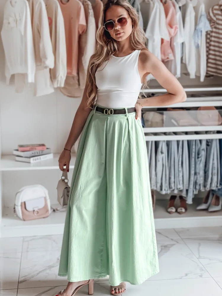 Spodnie Damskie>Dstreet Spódnico-spodnie z paskiem FLOWES FLOWES miętowy UY2594