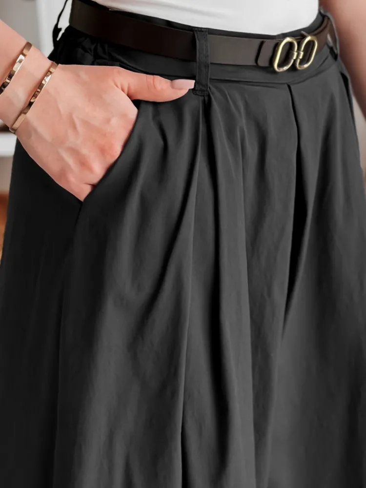 Spodnie Damskie>Dstreet Spódnico-spodnie z paskiem FLOWES czarne UY2591