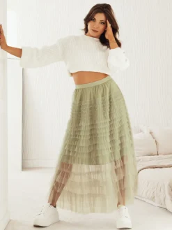 Wyjątkowe Okazje|Spódnice>Dstreet Spódniczka PASTELLA zielona CY0423