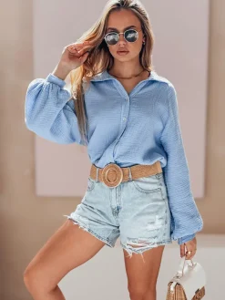 Spodenki Damskie>Dstreet Spodenki damskie jeansowe z paskiem FOREVER ON niebieskie SY0483