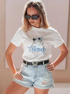 Spodenki Damskie>Dstreet Spodenki damskie jeansowe z paskiem SUMMERFLY niebieskie SY0482