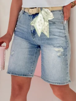 Spodenki Damskie>Dstreet Spodenki damskie jeansowe z paskiem SHORTIVA niebieskie SY0476