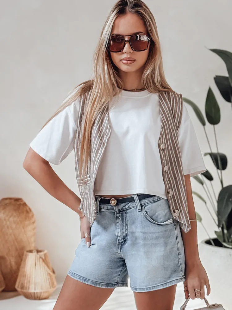 Spodenki Damskie>Dstreet Spodenki damskie jeansowe z paskiem HELLO JEAN niebieskie SY0481