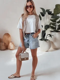 Spodenki Damskie>Dstreet Spodenki damskie jeansowe z paskiem HELLO JEAN niebieskie SY0481