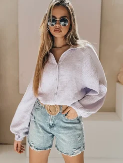 Spodenki Damskie>Dstreet Spodenki damskie jeansowe z paskiem HOT SUMMER niebieskie SY0485