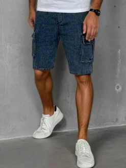 Spodenki Męskie>Dstreet Spodenki męskie jeansowe bojówki granatowe SX2496