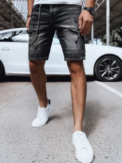 Spodenki Męskie>Dstreet Spodenki męskie jeansowe czarne SX2161