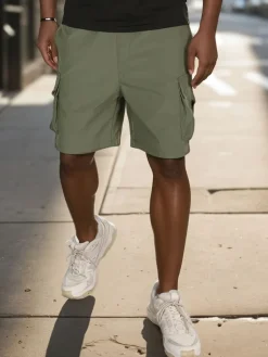 Spodenki Męskie>Dstreet Spodenki męskie materiałowe bojówki zielone SX2504