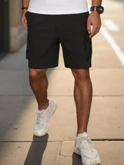 Spodenki Męskie>Dstreet Spodenki męskie materiałowe bojówki czarne SX2503