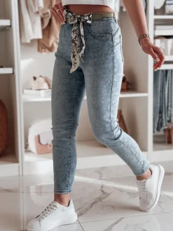Jeansy Damskie>Dstreet Spodnie damski jeansowe skinny z paskiem FLORENCIO niebieskie UY2457