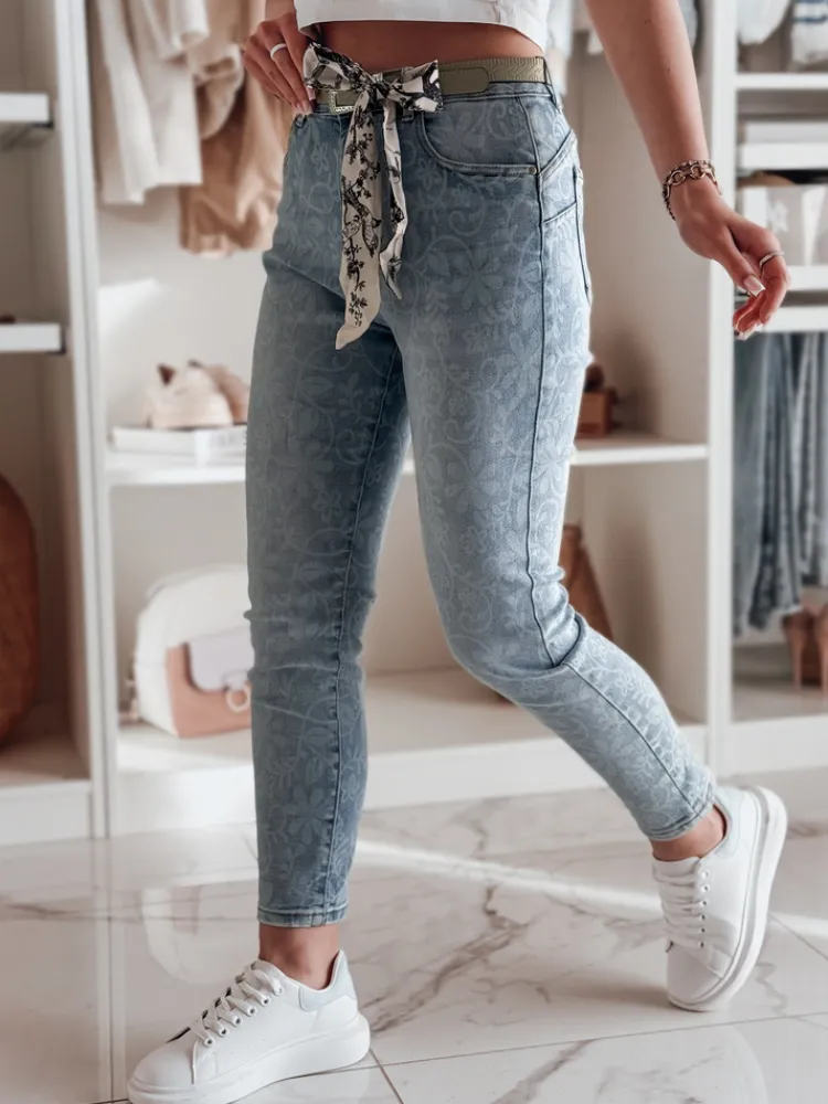 Jeansy Damskie>Dstreet Spodnie damski jeansowe skinny z paskiem FLORENCIO niebieskie UY2457