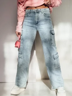 Spodnie Damskie|Jeansy Damskie>Dstreet Spodnie damskie ARGORAVE cargo baggy jeansowe niebieskie UY2226