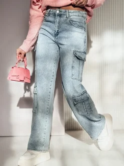 Spodnie Damskie|Jeansy Damskie>Dstreet Spodnie damskie ARGORAVE cargo baggy jeansowe niebieskie UY2226